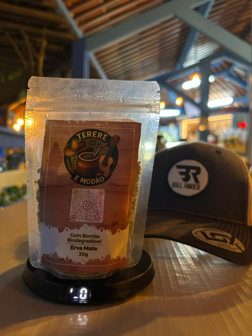 Embalagem do Tereré e Modão em destaque, mostrando o rótulo do produto